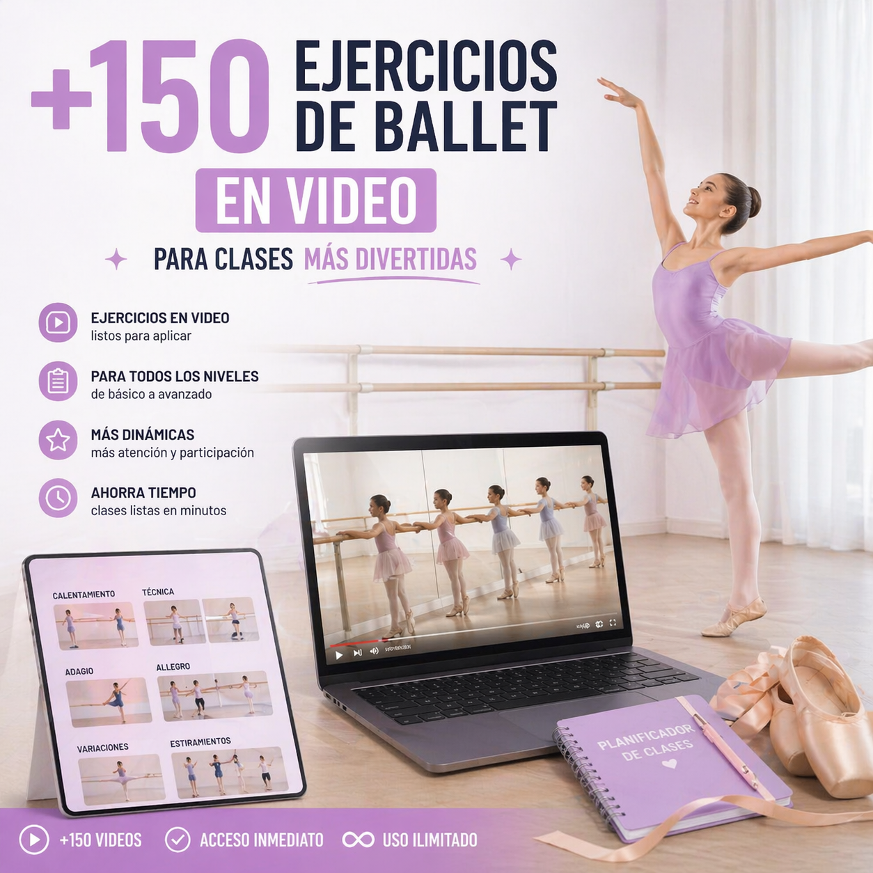 +150 Ejercicios de Ballet en Video | Ballet Creativo